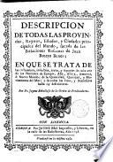 Descripción de todas las provincias,reynos... del mundo,sacada de las relaciones toscanas de Juan Botero Benes