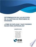 Determinantes en la ejecución de la cartera de préstamos de inversión