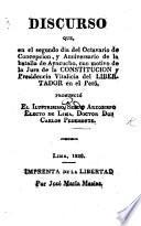Discurso, que en el segundo dia del Octavario de Concepcion, y Anniversario de la batalla de Ayacucho, con motivo de la Jura de la Constitucion y Presidencia Vitalicia del Libertador en el Perú, pronunciò C. Pedemonte