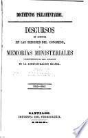 Discursos de Apertura en las Sesiones del Congreso, y Memorias Ministeriales