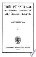 Edición nacional de las Obras completas. Con un prólogo del Excmo. Sr. D. José Ibáñez Martín: Historia de las ideas estéticas en España