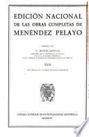 Edición nacional de las obras completas de Menéndez Pelayo, con un prólogo del Excmo. Sr. D. José Ibáñez Martín