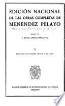Edición nacional de las obras completas de Menéndez Pelayo, con un prólogo del Excmo. Sr. D. José Ibáñez Martín