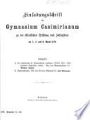 Einladungsschrift des Gymnasium Casimirianum zu Coburg zur Schlußfeier