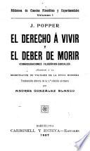 El derecho á vivir y el deber de morir