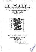 El psalterio de David traduzido en lengua Castellana conforme a la verdad Hebraica