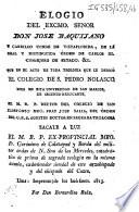 Elogio del Excmo. señor Don Jose Baquijano y Carrillo, conde de VistaFlorida,... que en el acto de toda teologia que le dedico el Colegio de S. Pedro Nolasco, dixo en esta Universidad de San Marcos... el M. R. P. rector del colegio de San Ildefonso Mro. fray Jose Salia, del orden del G. P. S. Agustin,... Sacale a luz el M. R. P. ex-provincial Mro. Fr. Geronimo de Calatayud y Borda,...