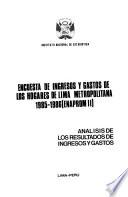 Encuesta de ingresos y gastos de los hogares de Lima Metropolitana, 1985-1986 (ENAPROM II)