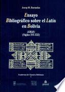 Ensayo bibliográfico sobre el latín en Bolivia (EBLB)