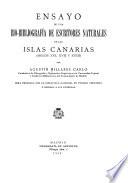 Ensayo de una bio-bibliografía de escritores naturales de las islas Canarias (siglos XVI, XVII y XVIII)