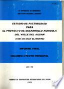 Estudio de factibilidad para el proyecto de desarrollo agrícola del Valle de Aguán: Texto principal