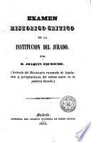Examen histórico-crítico de la institución del jurado