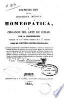 Exposición de la doctrina médica homeopática u Organon del arte de curar