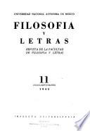 Filosofia y letras; revista de la Facultad de filosofia y letras