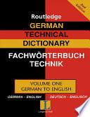 German Technical Dictionary (Volume 1)