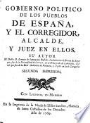 Gobierno político de los Pueblos de España...