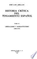 Historia crítica del pensamiento español: Liberalismo y romanticismo