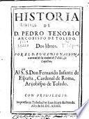 Historia de D. Pedro Tenorio, Arçobispo de Toledo