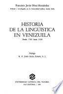 Historia de la lingüística en Venezuela desde 1782 hasta 1929