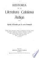 Historia de la literatura catalana antiga. Aplech d'estudis per la seva formacio