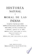 Historia natural y moral de las Indias