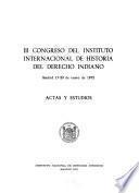 III Congreso del Instituto Internacional de Historia del Derecho Indiano, Madrid, 17-23 de enero de 1972