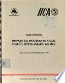 Impacto Del Programa de Ajuste Sobre El Sector Agrario Del Peru