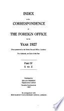 Index to the Correspondence of the Foreign Office