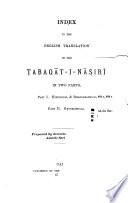 Index to the English Translation of the Tabaqāt-i-Nāṣirī ...