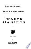 Informe a la nación del Ministro de Relaciones Exteriores