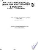 Informe del Simposio sobre Mercado de Capitales en América Latina, octubre 13 al 30, 1969