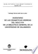 Inventario de las gramáticas hebreas del siglo XVI de la Biblioteca General de la Universidad de Salamanca