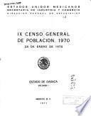IX censo general de población, 1970: Estado de Oaxaca (2 pts.)