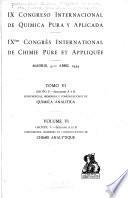 IX [i.e. Noveno] Congreso Internacional de Quimica Pura y Aplicada, Madrid, 5-11 abril 1934