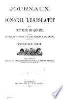 Journals of the Legislative Council of the Province of Quebec