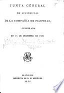 Junta general de accionistas de la Compañía de Filipinas, celebrada en 16 de Diciembre de 1820