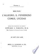 L'allegro and Il penseroso, Comus, Lycidas