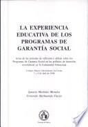 La experiencia educativa en los programas de garantía social