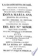 La Grande Reyna de Sabá, Oración fúnebre de Da Maria Ana Josepha de Austria, Reyna de Portugal