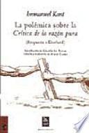 La polémica sobre la “Crítica de la razón pura”
