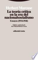 La teoría crítica en la era del nacionalsocialismo