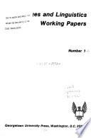 Languages and Linguistics: Working Papers