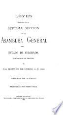 Laws Passed at the Session of the General Assembly of the State of Colorado