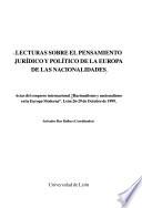 Lecturas sobre el pensamiento jurídico y político de la Europa de las nacionalidades