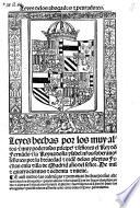 Leyes delos abogados e procuradores ... hechas ... en ... Madrid 1489. Ferdinandus V. rex Aragoniae y Isabella, regina Castellae