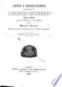 Leyes y resoluciones dictadas por la Legislatura