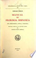 Manual de filología hispánica