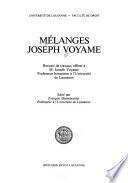 Mélanges Joseph Voyame