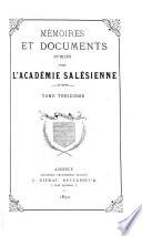 Mémoires et documents publiés par l'Académie salésienne