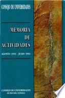 Memoria actividades. Agosto 1993 - julio 1994